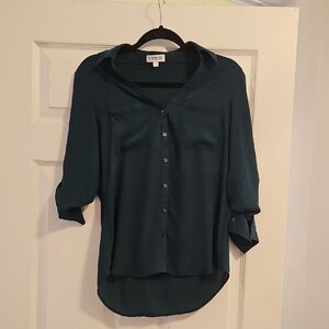 Express Women's Dark Teal Button Down Shirt